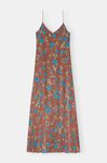 Silk Stretch Satin Silk Slip Maxi Dress, Elastane, in colour Root Beer - 1 - GANNI