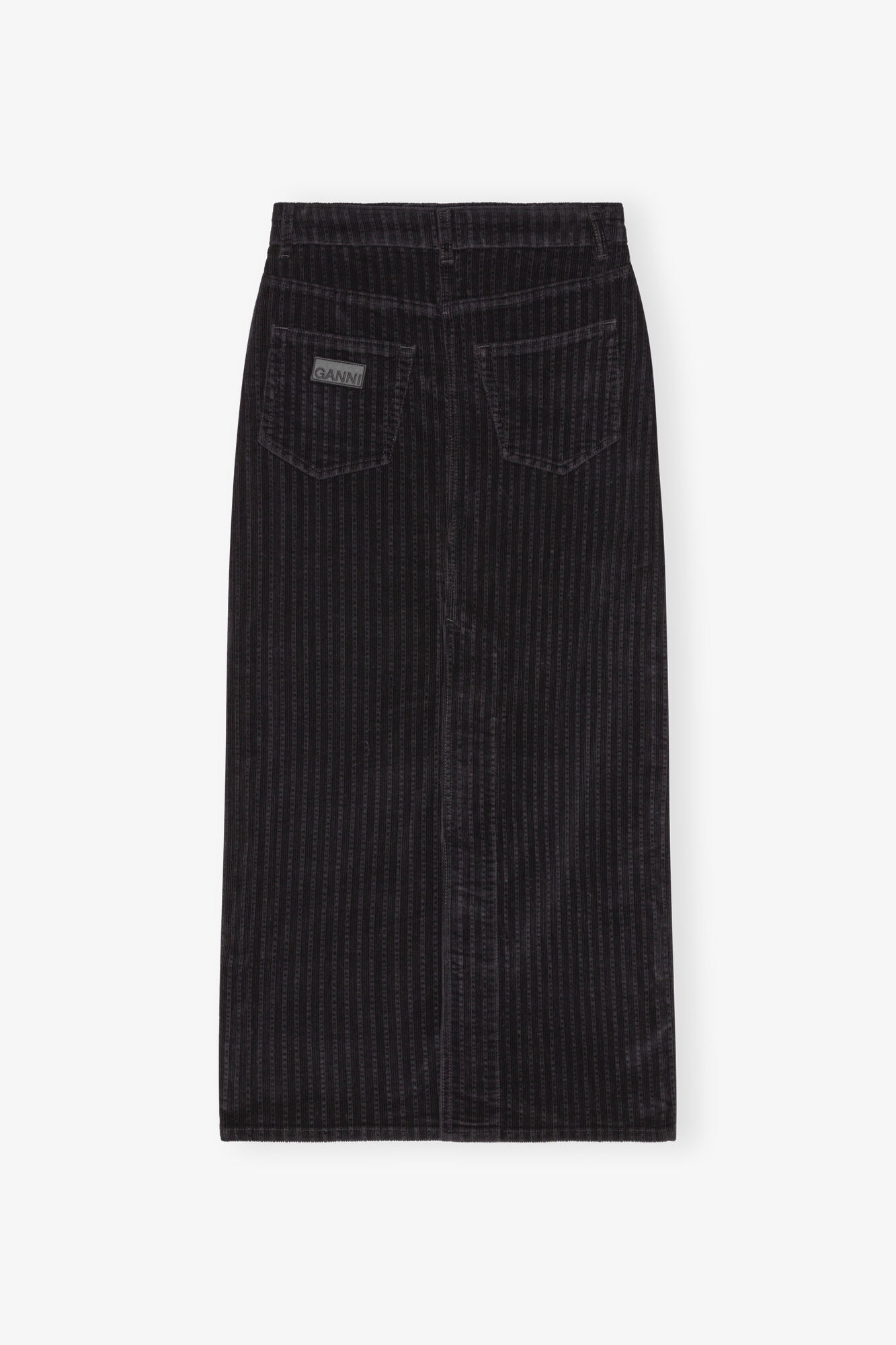 Black Corduroy Maxi Skirt, Elastane, in colour Black - 2 - GANNI