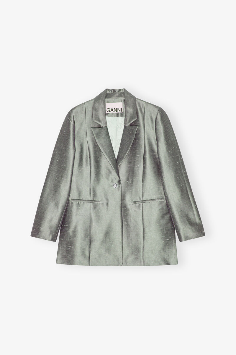 Grå Kostym Kavaj, Recycled Polyester, in colour Gray Quill - 1 - GANNI
