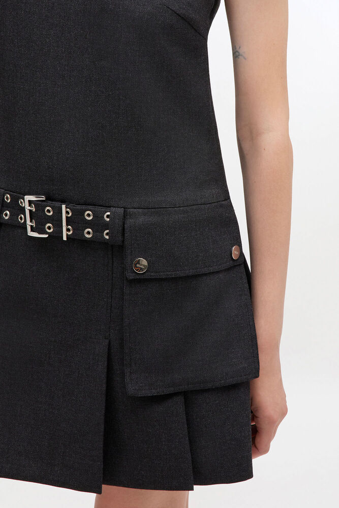 Grey Wool Mini Dress, Phantom