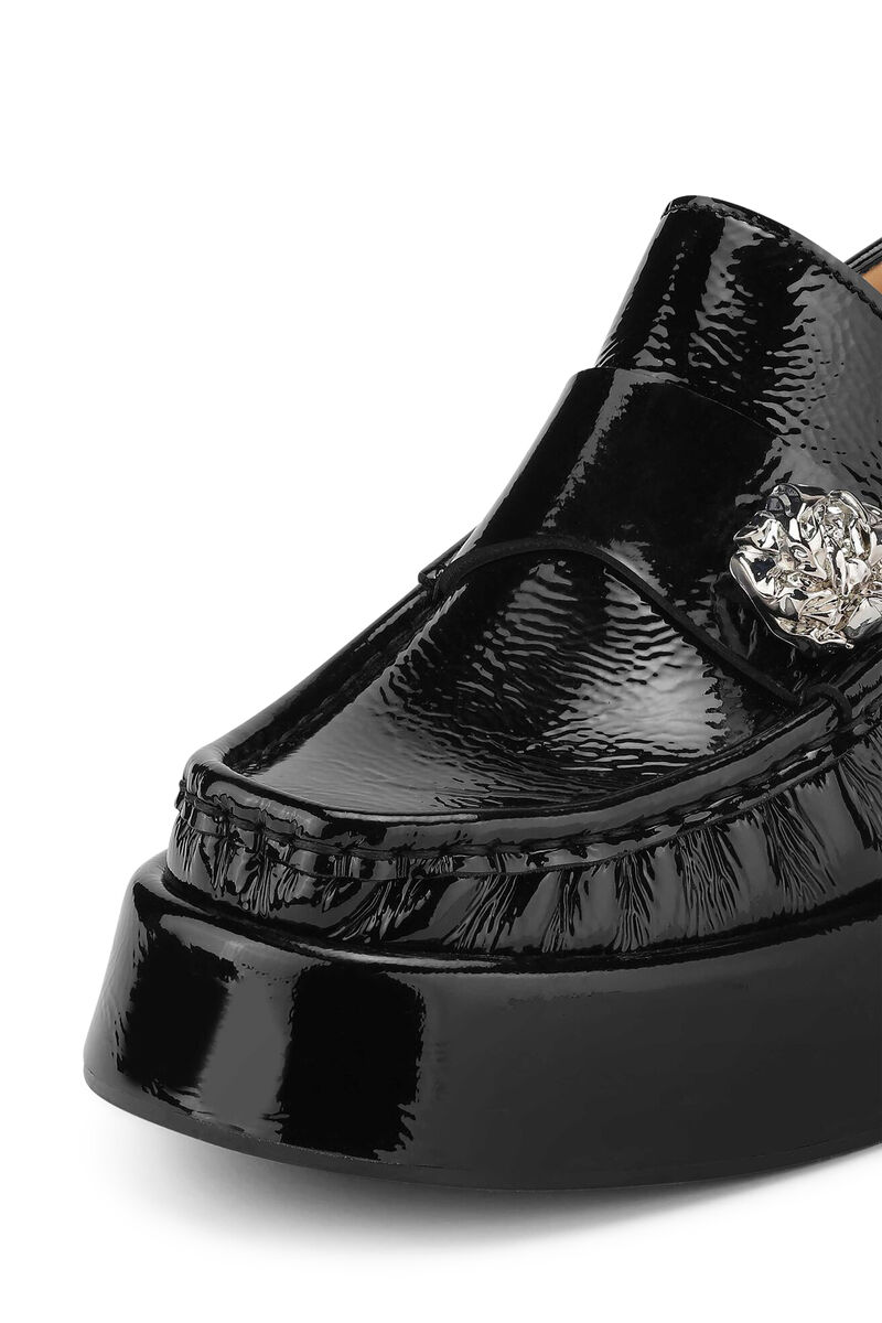 Platform Slingback Loafers, Calf Leather, in colour Black - 4 - GANNI