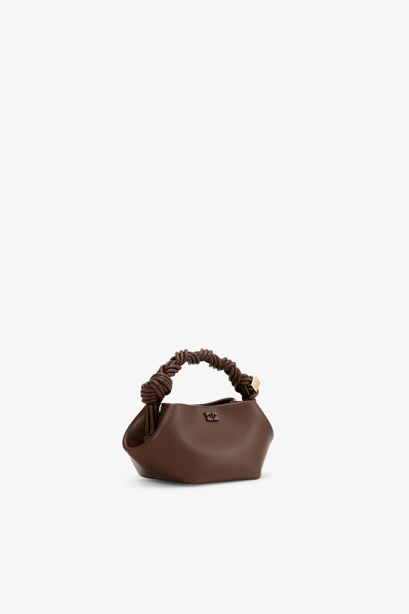 Brown Mini Bou Bag, Recycled Leather, in colour Chocolate Fondant - 2 - GANNI