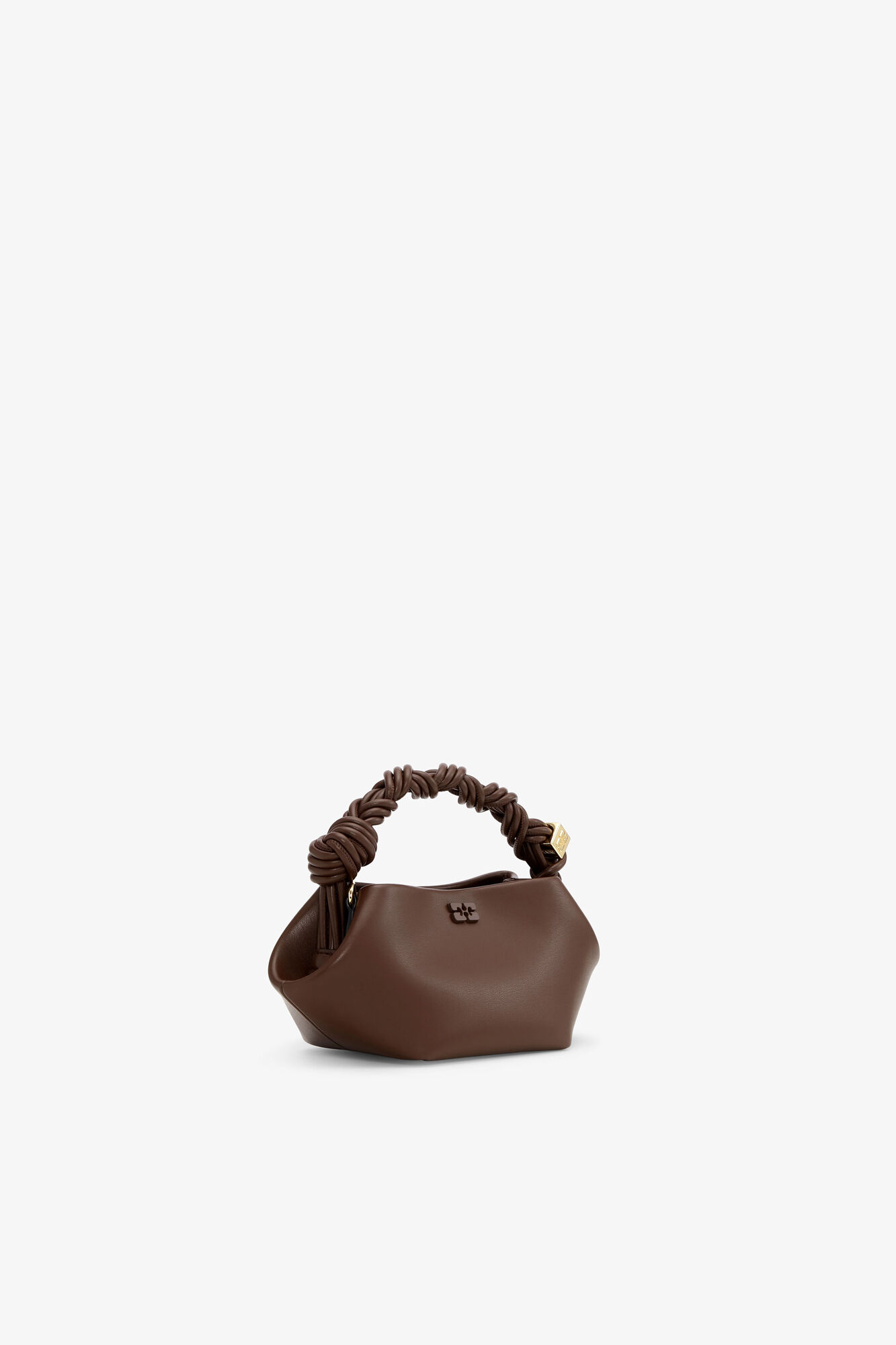 Brown Mini Bou Bag, Recycled Leather, in colour Chocolate Fondant - 2 - GANNI