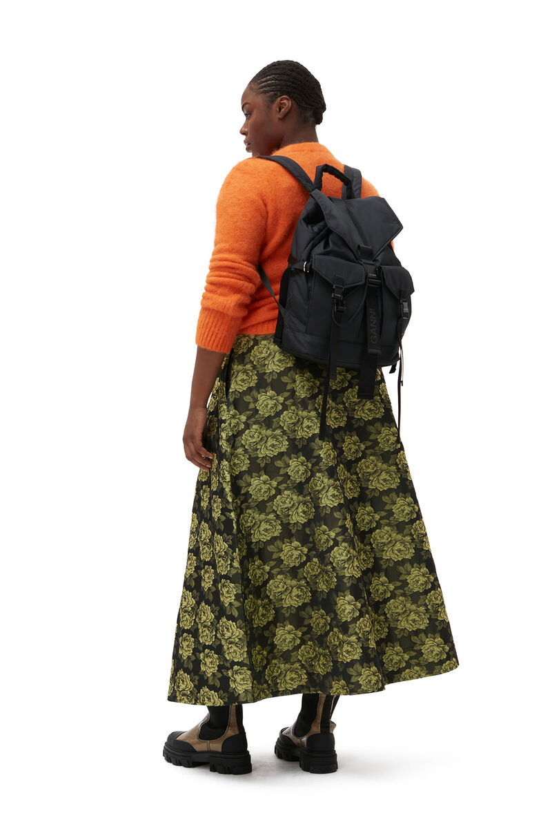 Flower Jacquard Suiting Maxi Skirt, Polyamide, in colour Lemon Zest - 9 - GANNI