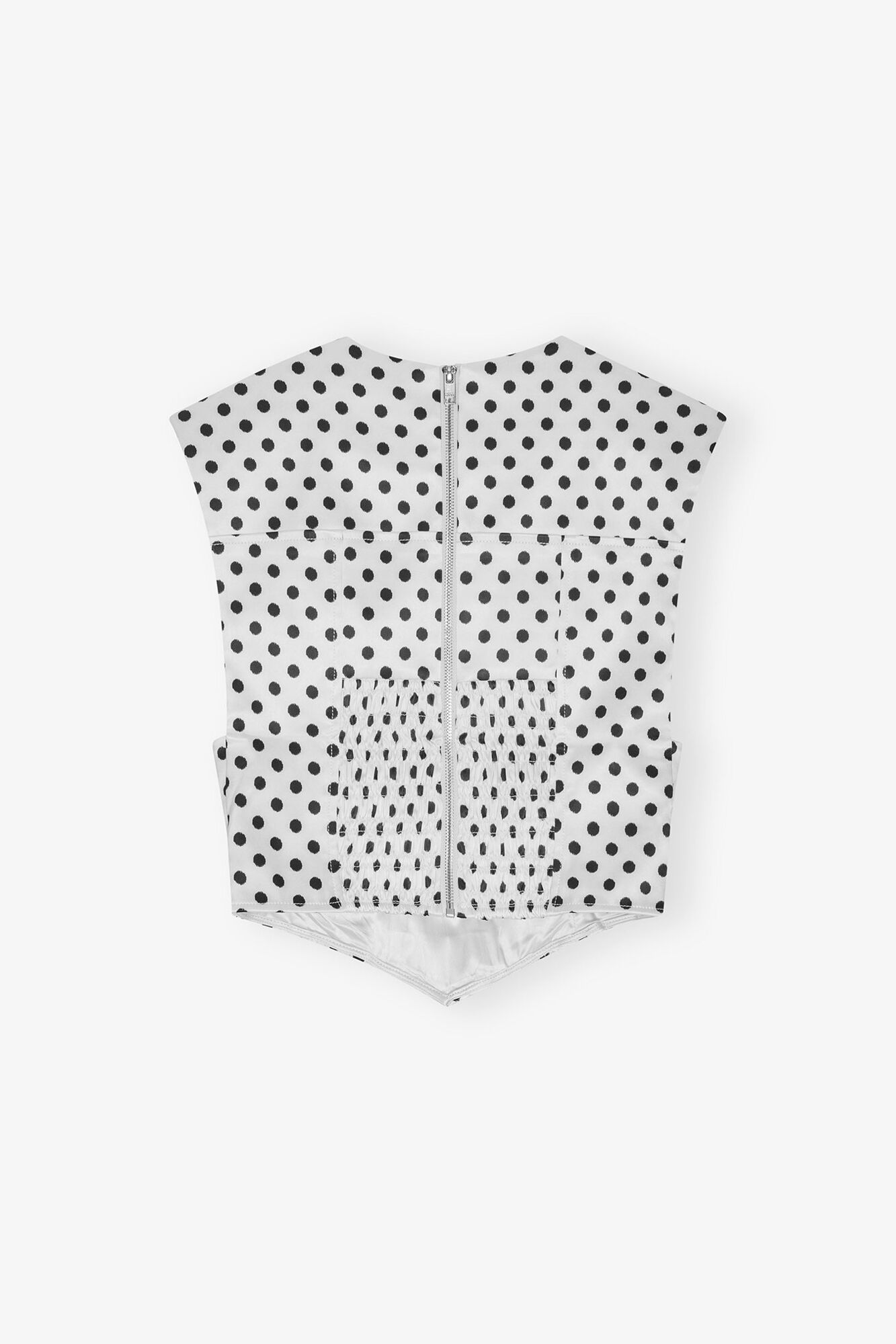 Polka-Dot Satin Corset Blouse | GANNI US