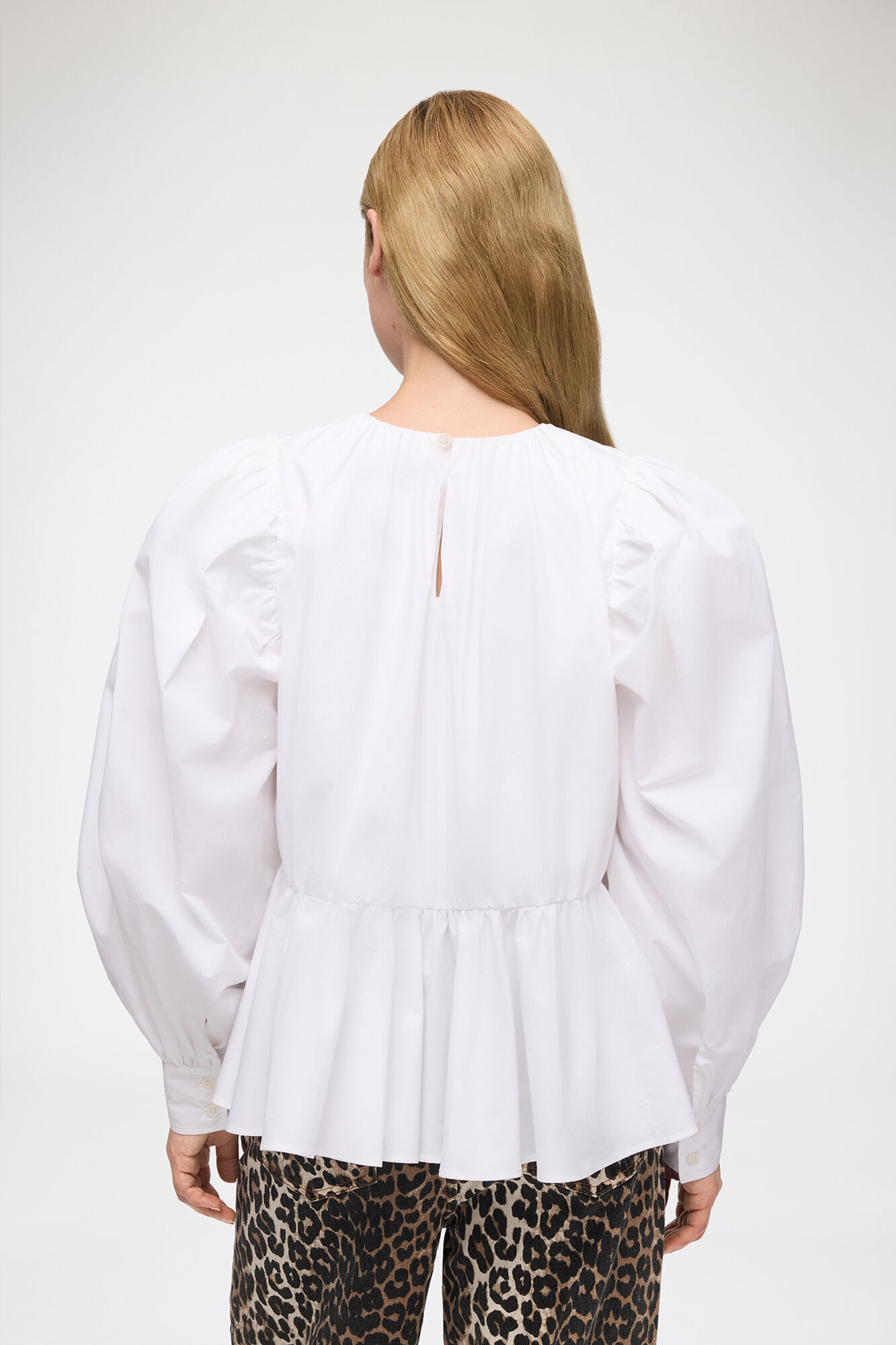 Blouse in Compact Poplin, Organic Cotton, in colour Bright White - 3 - GANNI