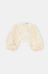 Taffeta Cropped Blouse, Polyester, in colour Egret - 1 - GANNI