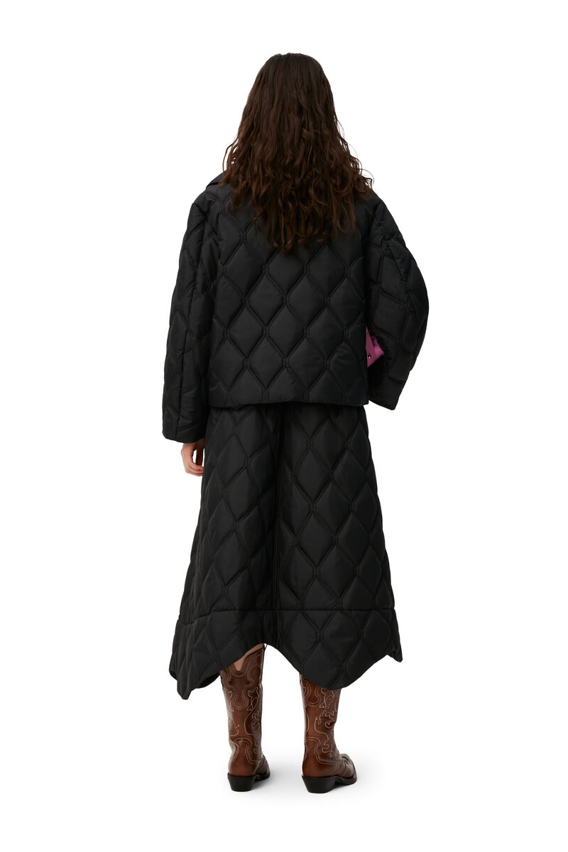 Jupe matelassée en ripstop, Recycled Polyester, in colour Black - 4 - GANNI
