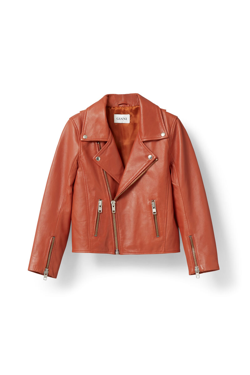 Passion Biker Jacket, in colour Red Clay - 1 - GANNI