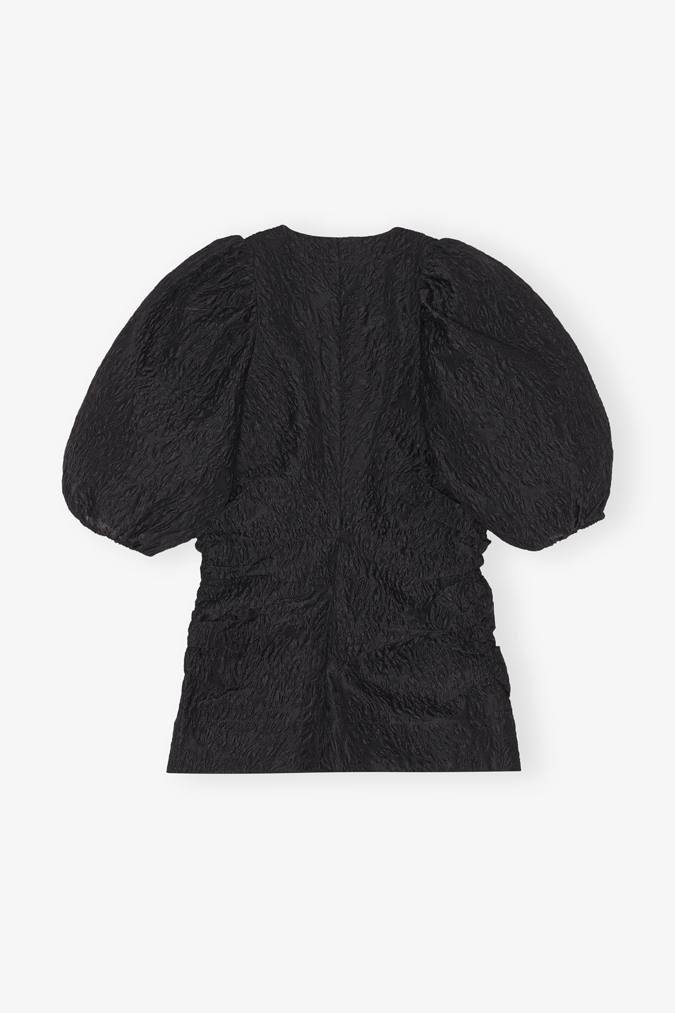 V-ringad blus i jacquard, Polyamide, in colour Black - 2 - GANNI