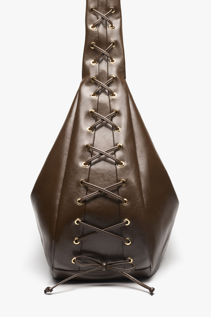 Dark-Olive Oleatex XXL Hobo Bag, Polyurethane, in colour Dark Olive - 5 - GANNI