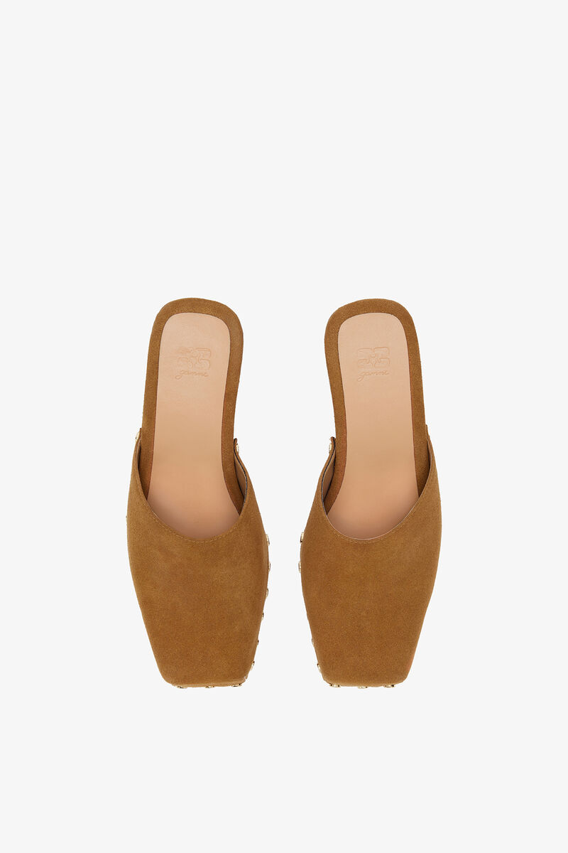 June Sabot Mule in Brown, Leather, in colour Caramel Caf&eacute; - 3 - GANNI