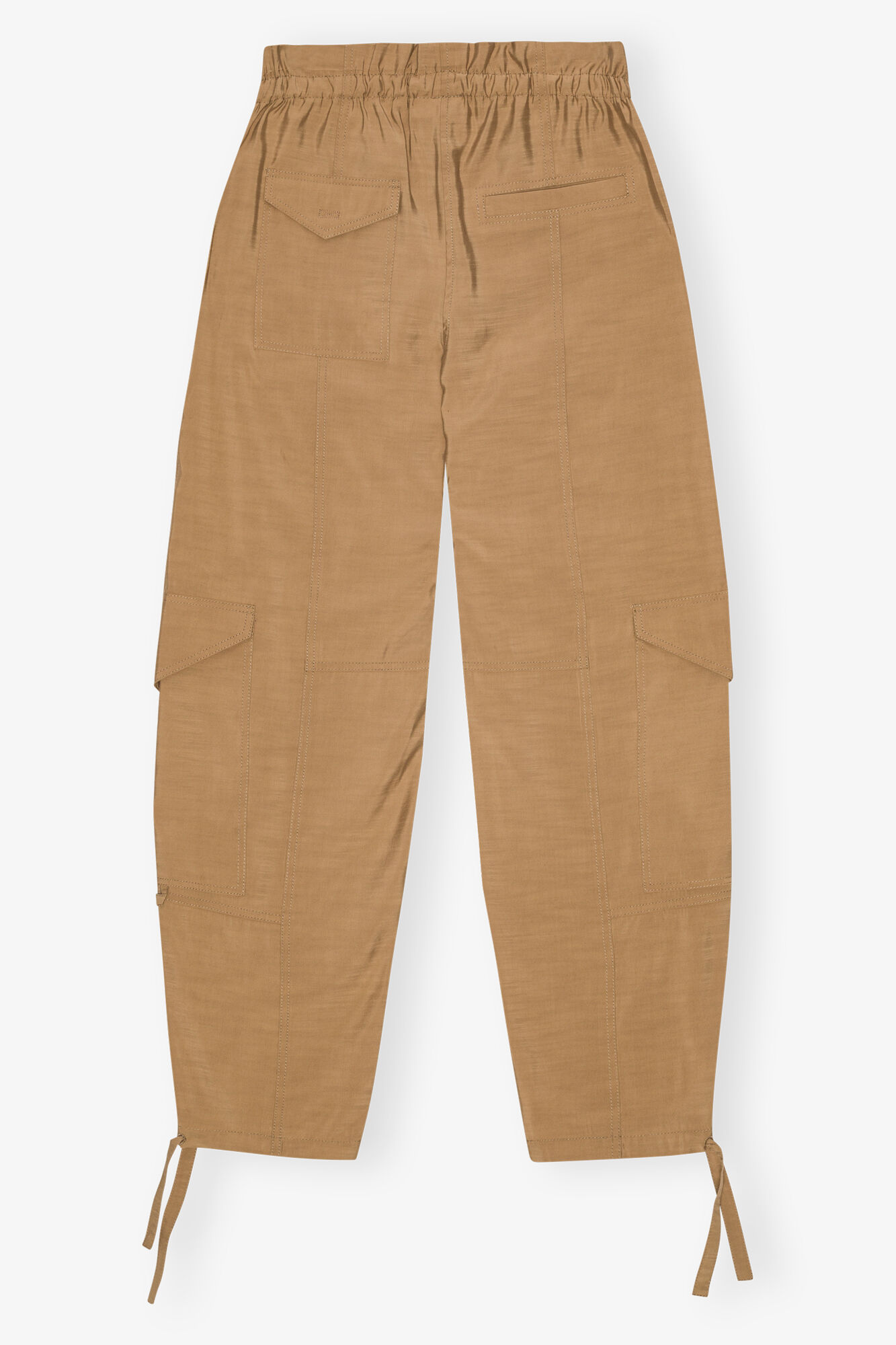 Light Slub High Waist Pants, LENZING™ ECOVERO™, in colour Tiger's Eye - 2 - GANNI