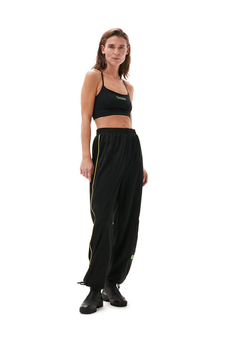 Sporty Jersey Loose Pants, Recycled Polyester, in colour Black - 1 - GANNI
