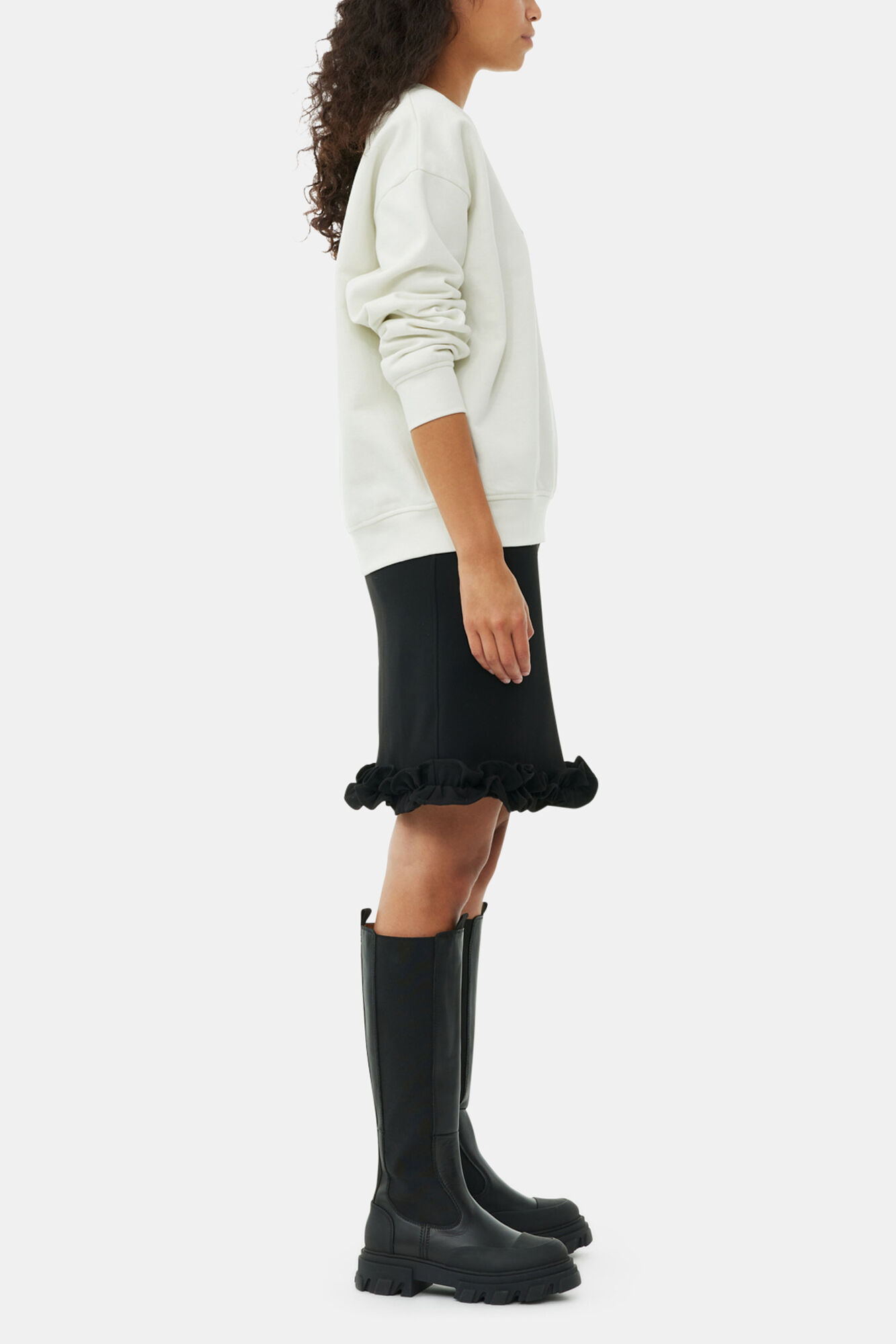 Cleated High Chelsea Boots in Black | GANNI US