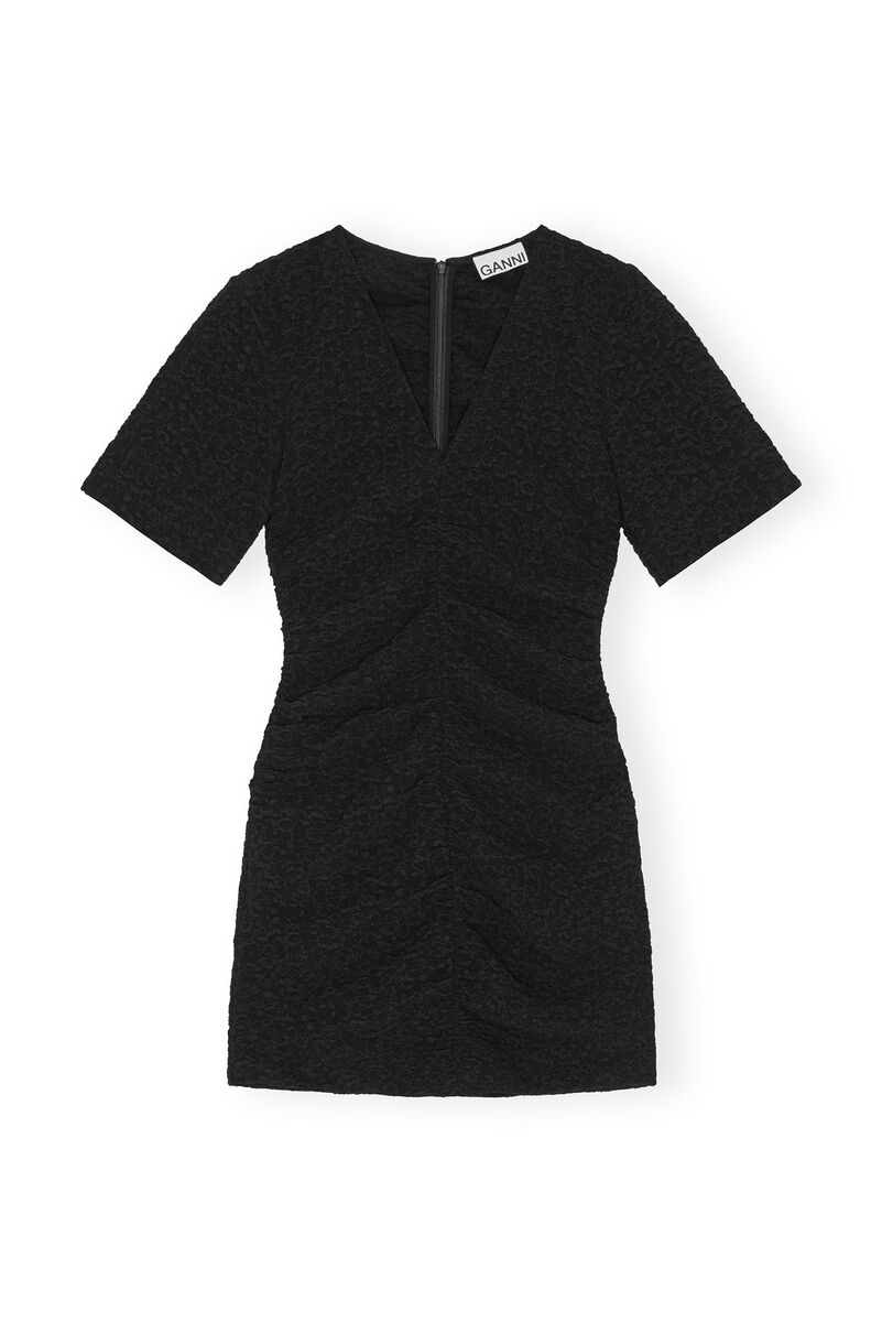 Black Textured Suiting Mini klänning, Polyester, in colour Black - 1 - GANNI