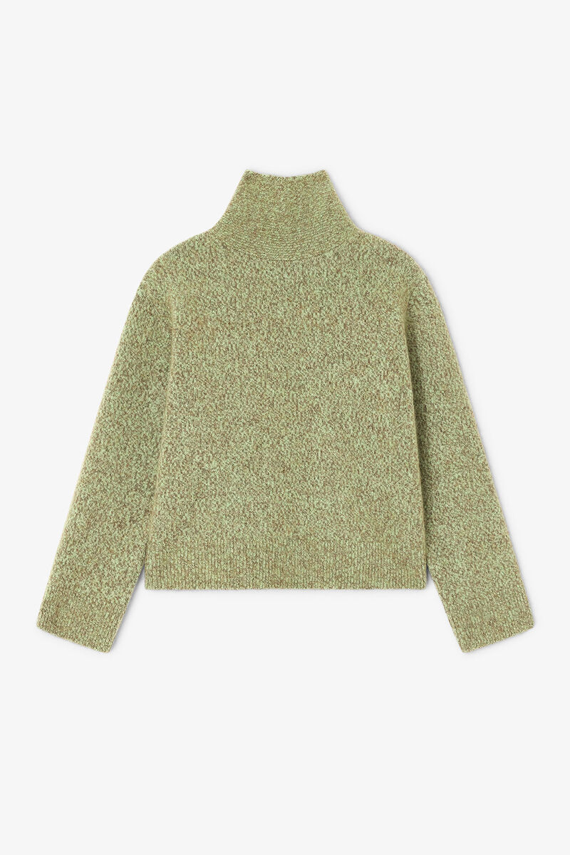 Green Open Back Sweater, Mohair, in colour Nile - 1 - GANNI