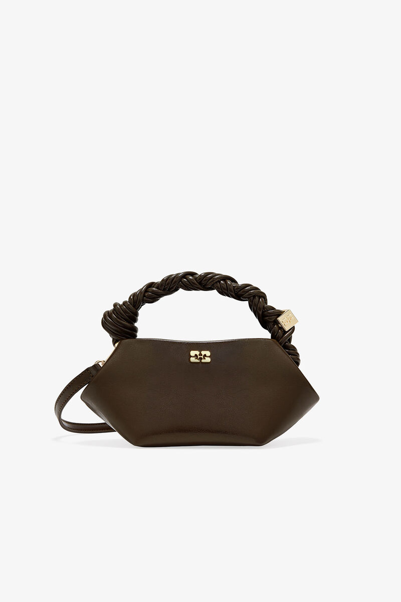 Dark Olive Mini GANNI Bou Bag, Cotton, in colour Dark Olive - 1 - GANNI