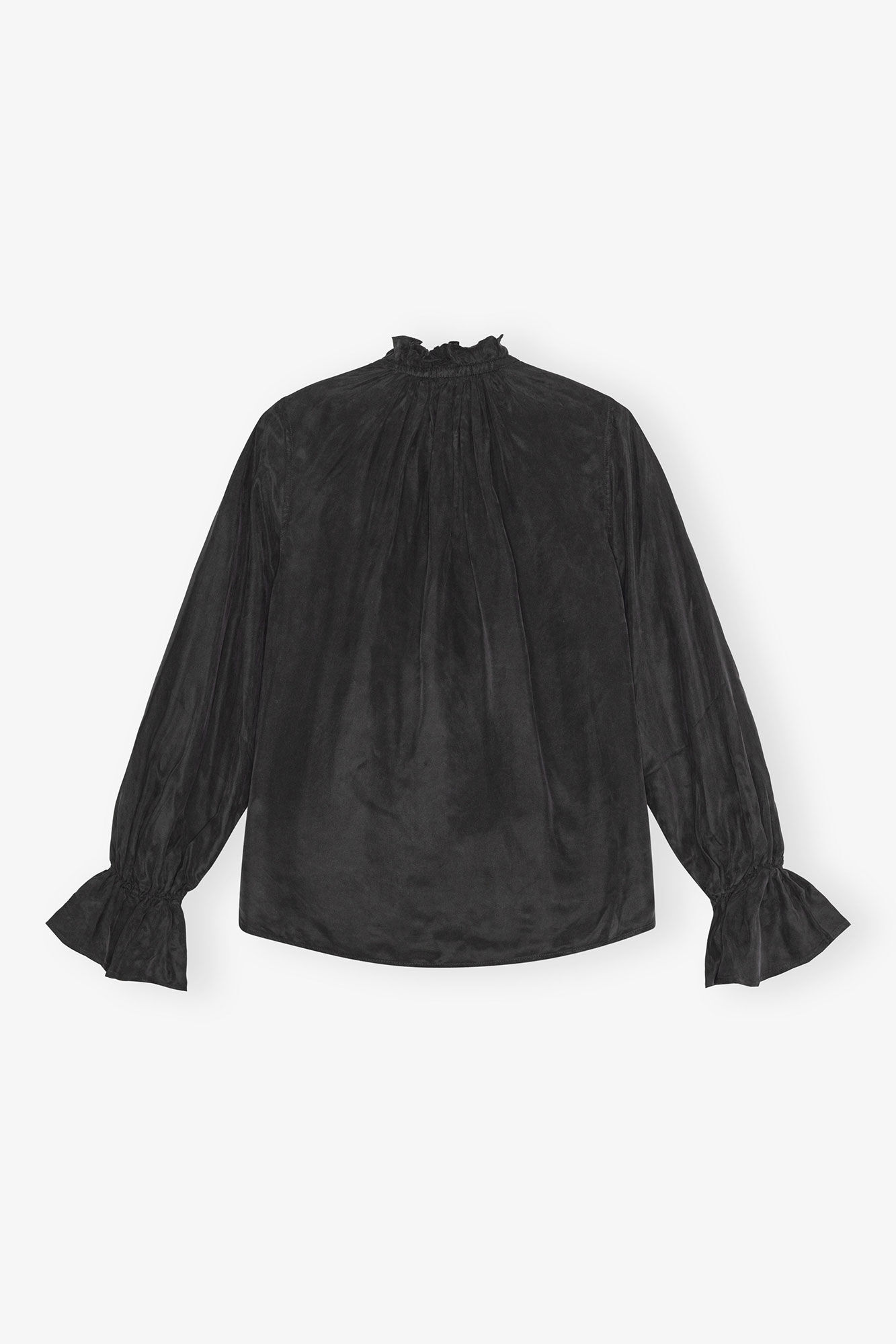 Black Fluid Cupro Tie Shirt, Cupro, in colour Black - 2 - GANNI