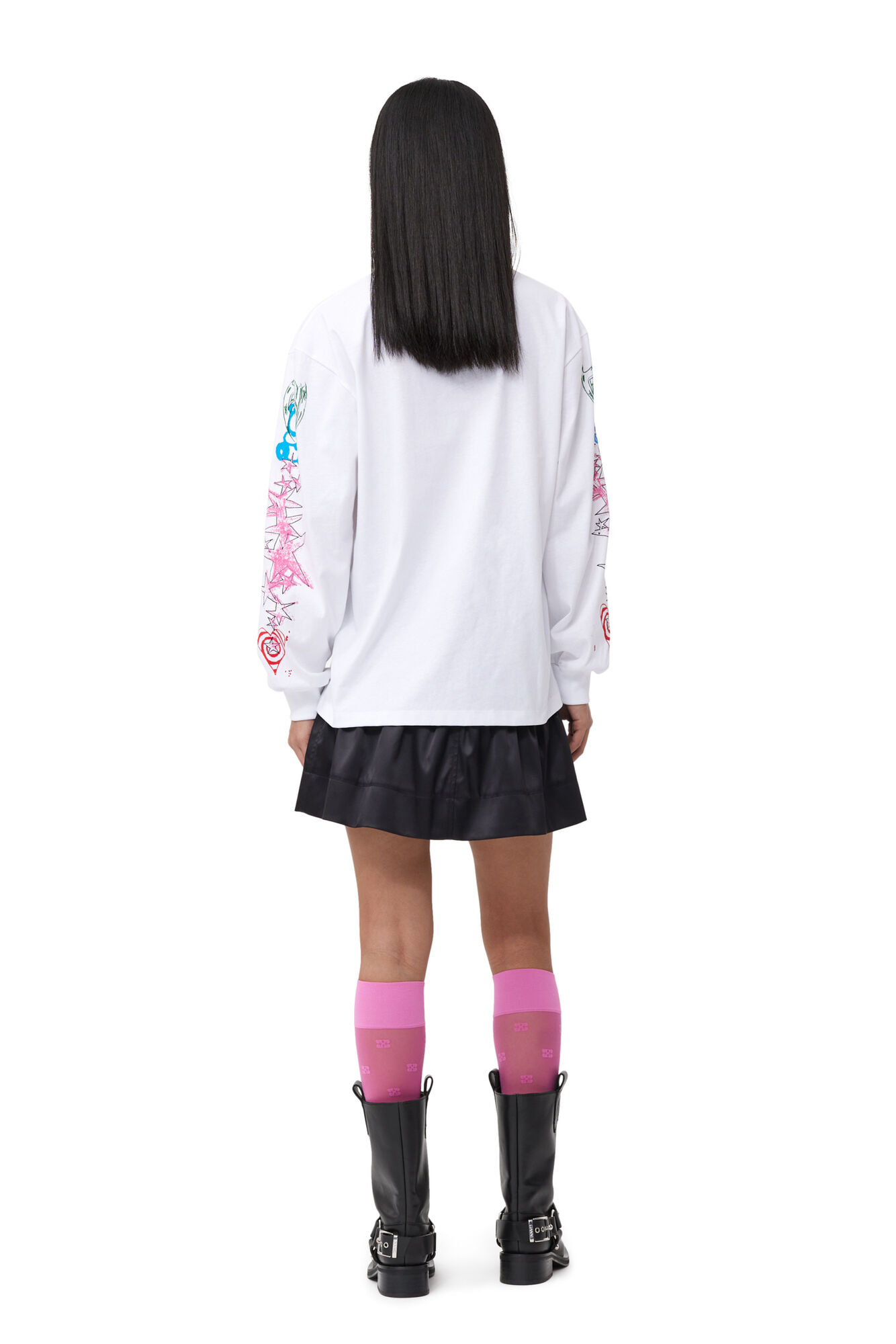 Future Heavy Jersey Long Sleeve T-shirt, Organic Cotton, in colour Bright White - 3 - GANNI