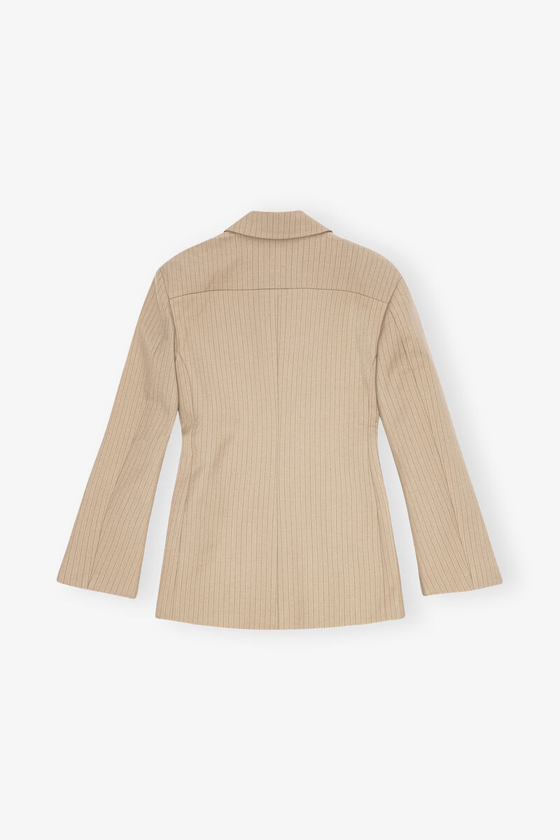 Melange Stripe Blazer, Elastane, in colour Caribou - 2 - GANNI