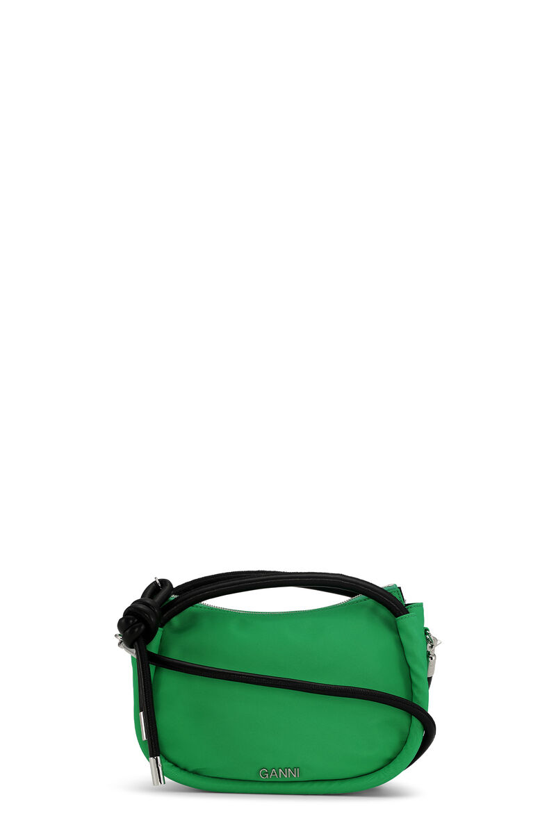 Knot Mini Bag, Nylon, in colour Kelly Green - 1 - GANNI