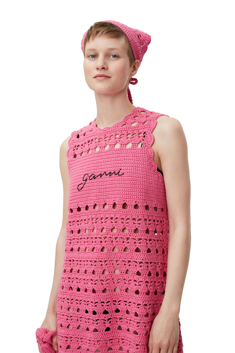 Gehäkelte Tunika, in colour Shocking Pink - 3 - GANNI