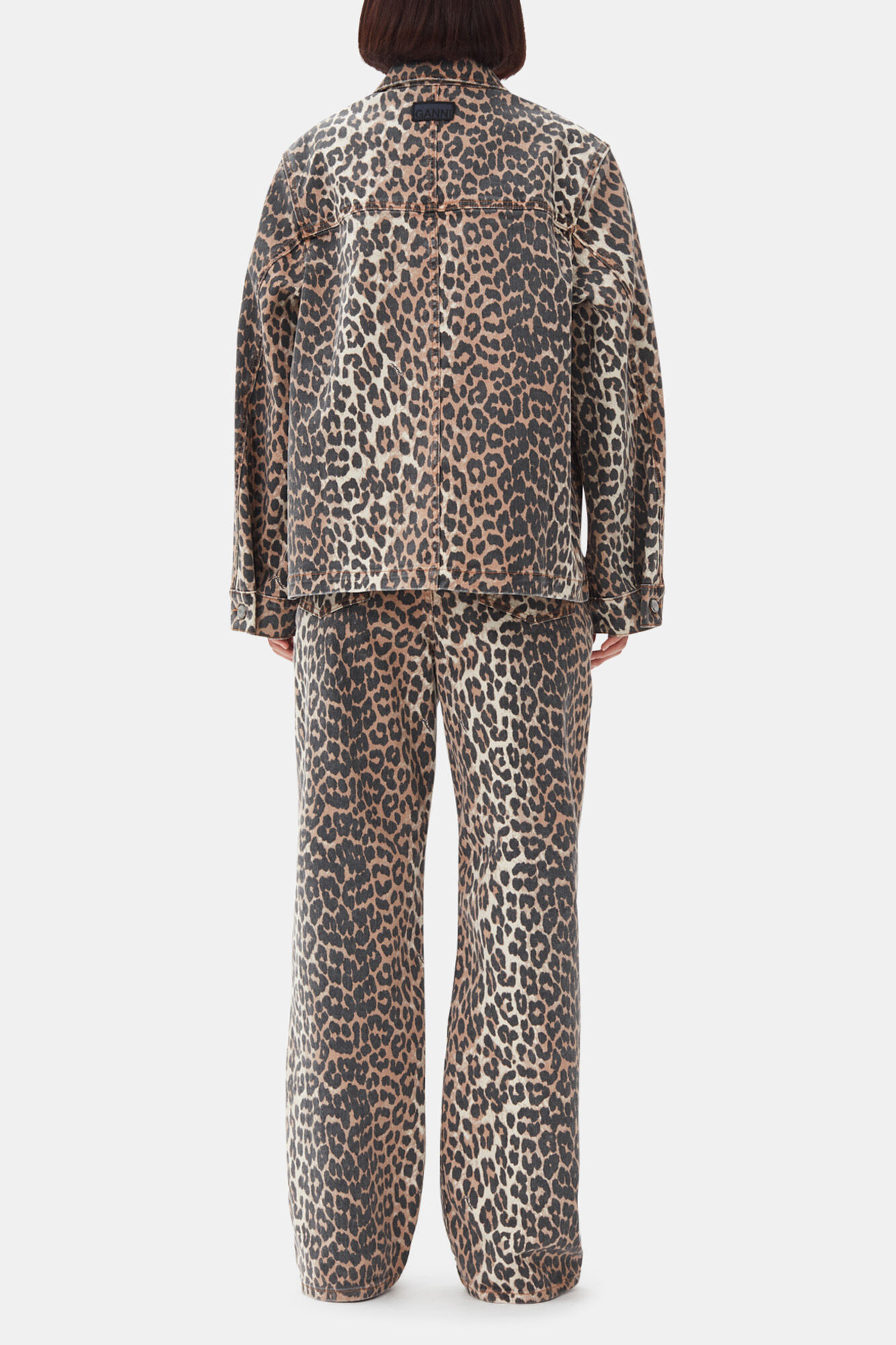 Leopard Denim Jacket, Organic Cotton, in colour Leopard - 4 - GANNI