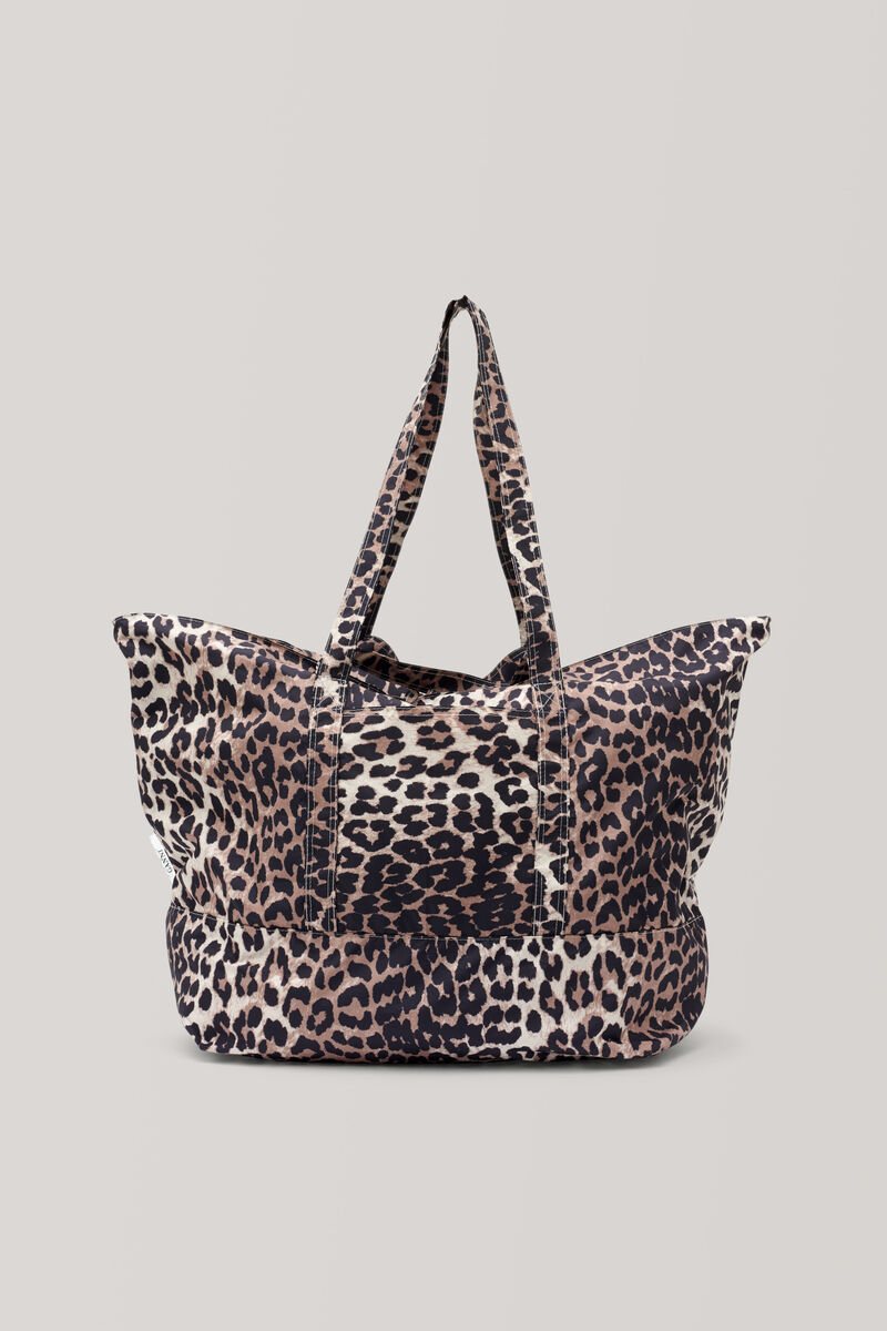 Tilbehør i funktionsmateriale Shopper-taske, Polyester, in colour Leopard - 1 - GANNI