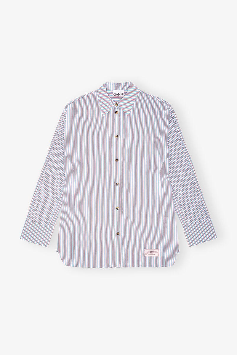 Streifenhemd, LENZING™ ECOVERO™, in colour Soft Chambray - 1 - GANNI