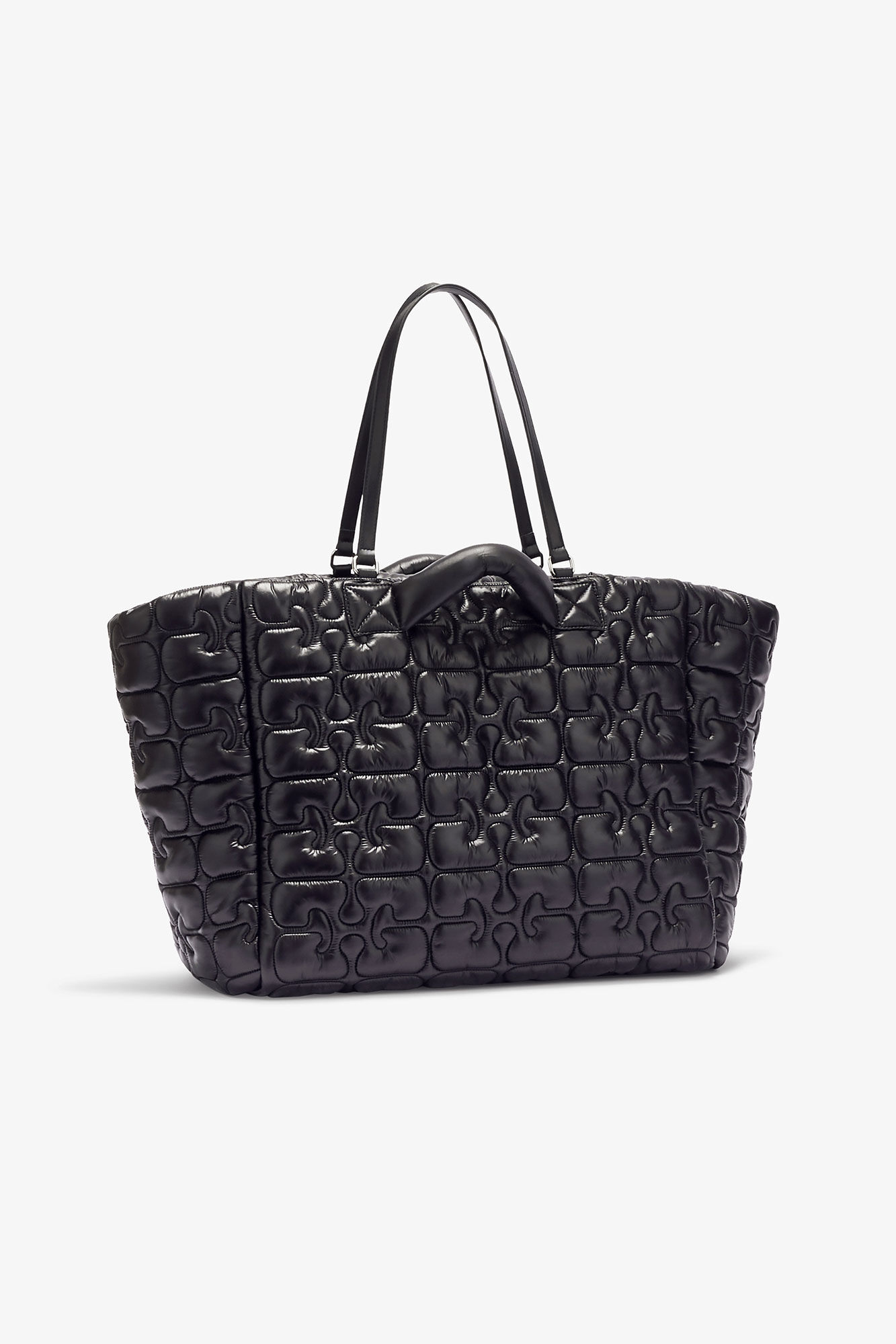 Quilted Re-Tech XXL Tote, in colour Black - 2 - GANNI