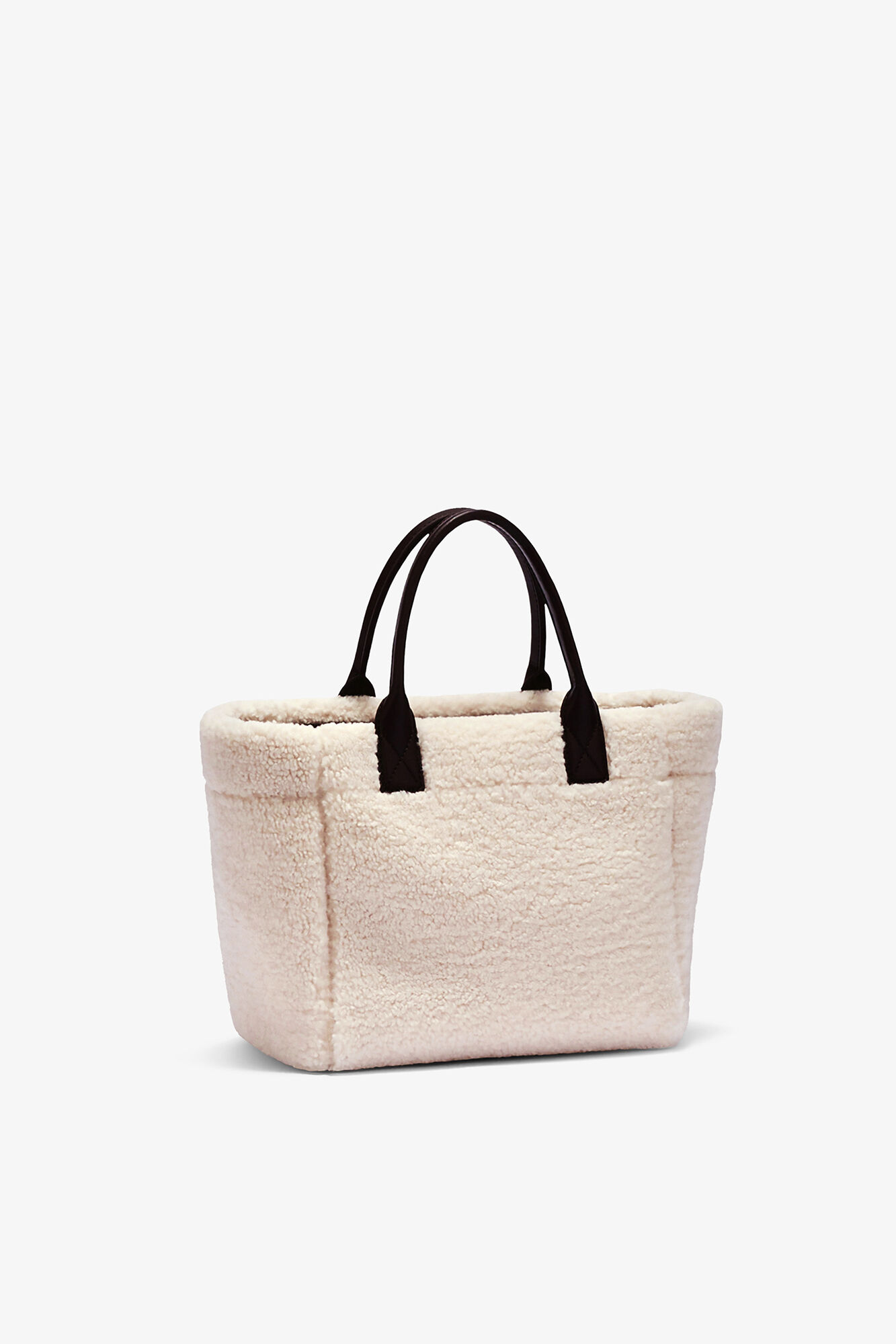 Shearling Small Tote, Polyester, in colour Egret - 2 - GANNI
