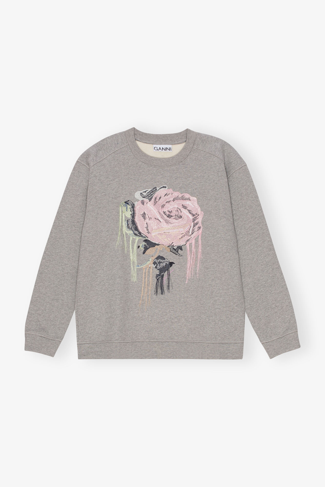Grey Fleece Sweatshirt, Cotton, in colour Paloma Melange - 1 - GANNI