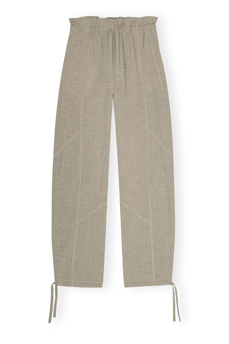 Grey Light Melange Suiting Elasticated Waist Hose, Polyester, in colour Alfalfa - 1 - GANNI