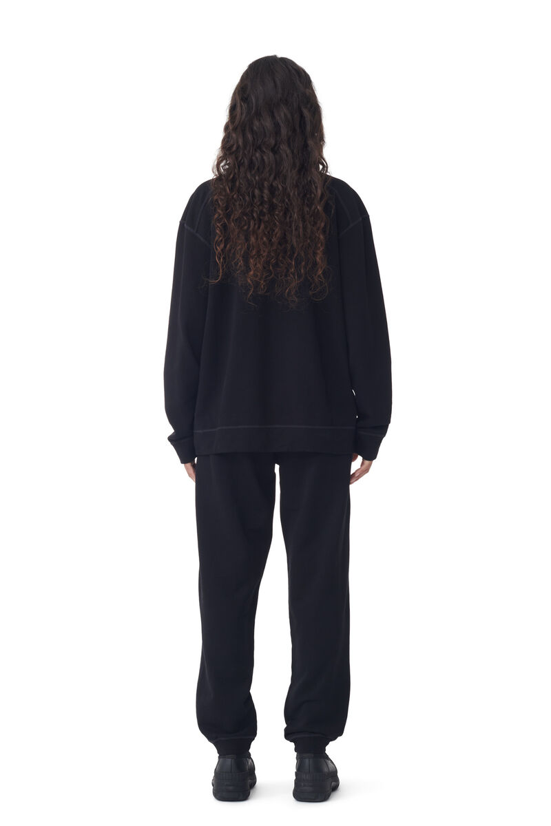 Black Isoli Drop Shoulder Sweatshirt, Cotton, in colour Black - 4 - GANNI