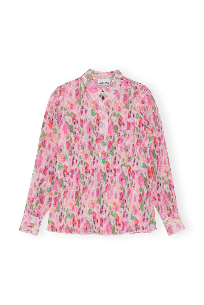Blus i plisserat georgettetyg, Sugar Plum