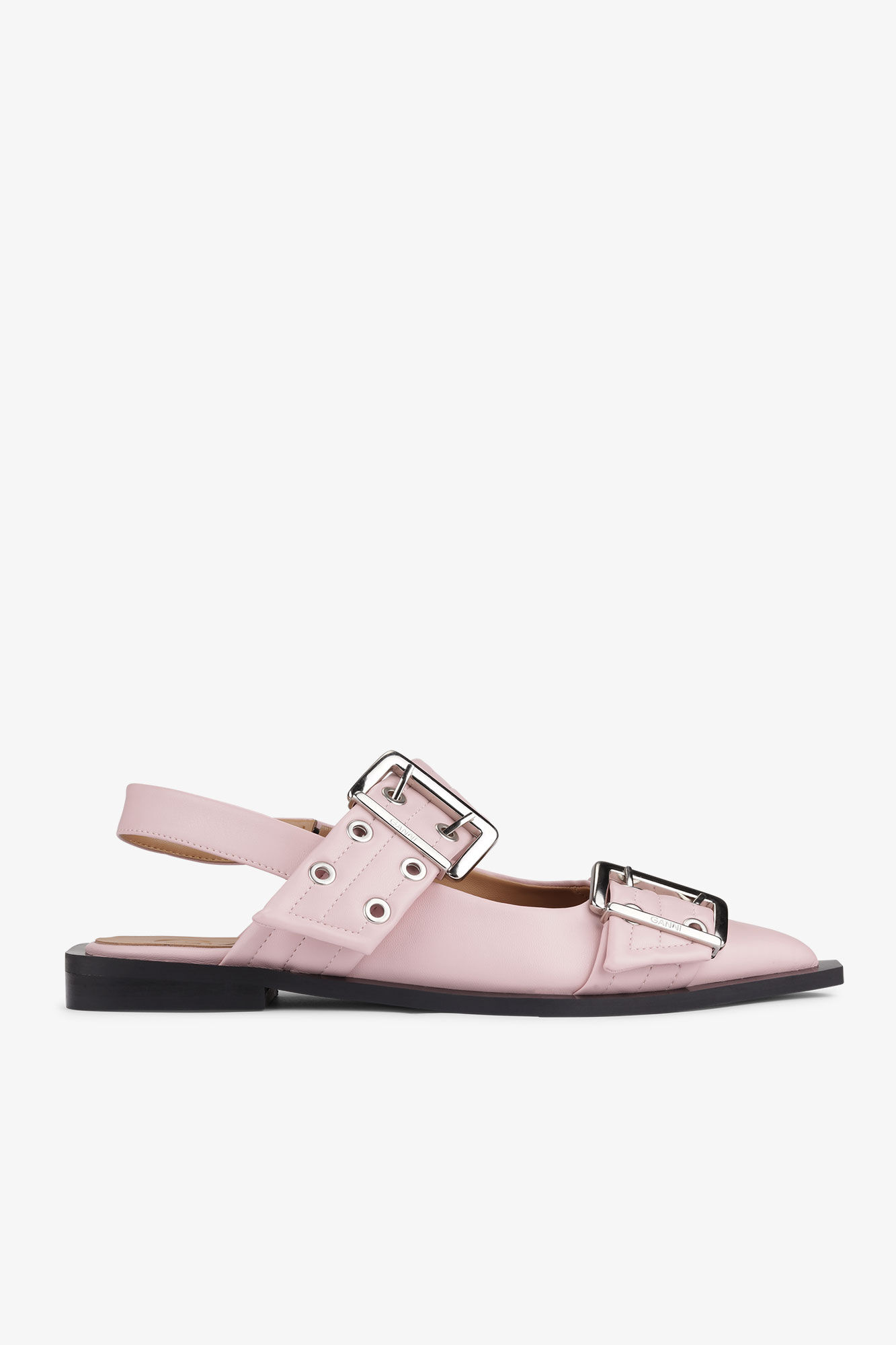 Light Pink Feminine Buckle Ballerinas, Polyester, in colour Chalk Pink - 1 - GANNI