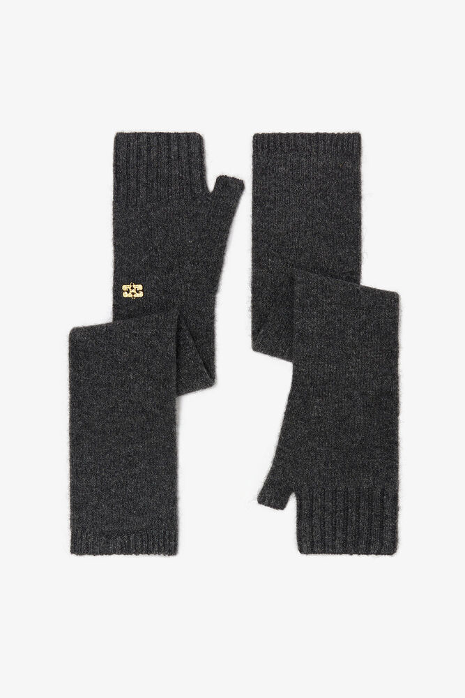 Dark Grey Wool Mix Gloves, Phantom