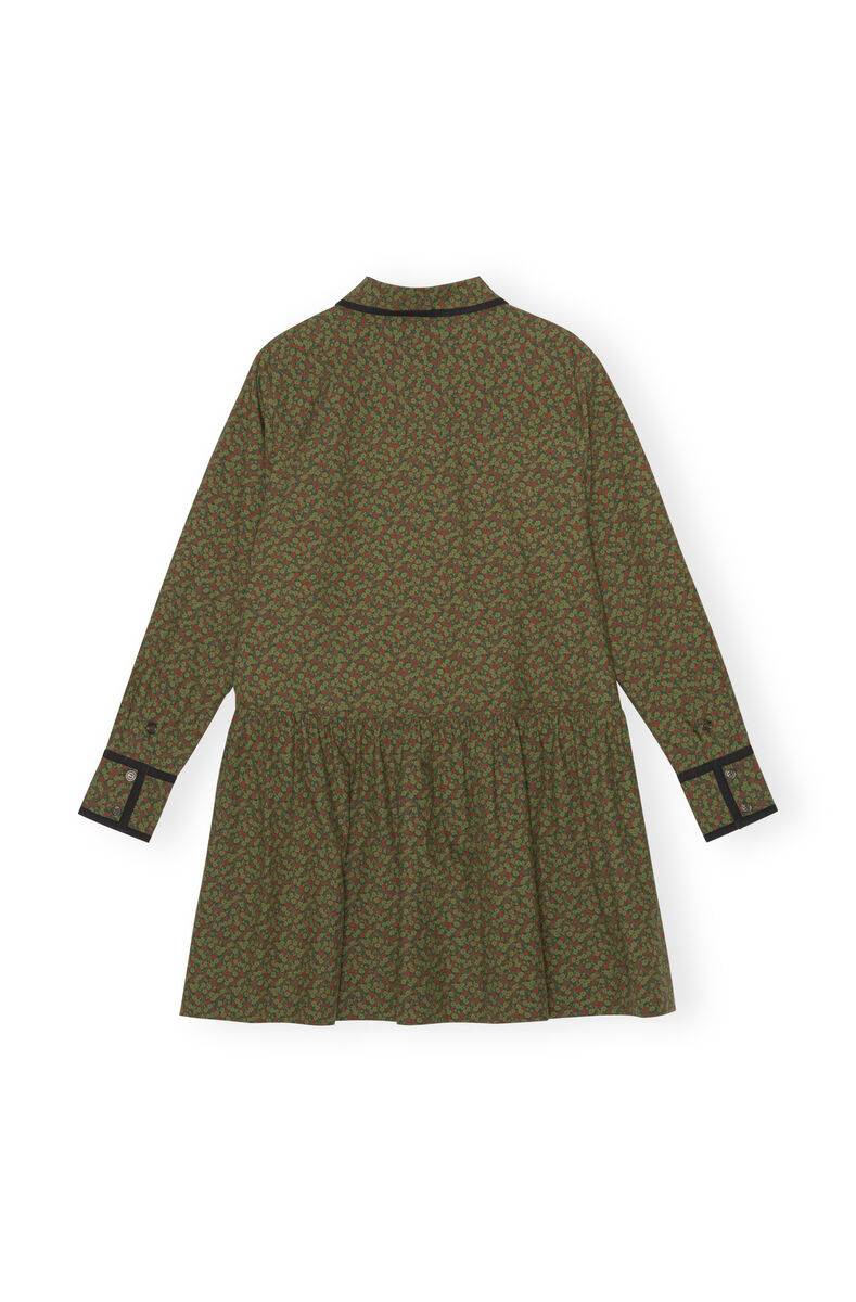 Printed Cotton Mini Shirt Dress, Cotton, in colour Avocado - 2 - GANNI