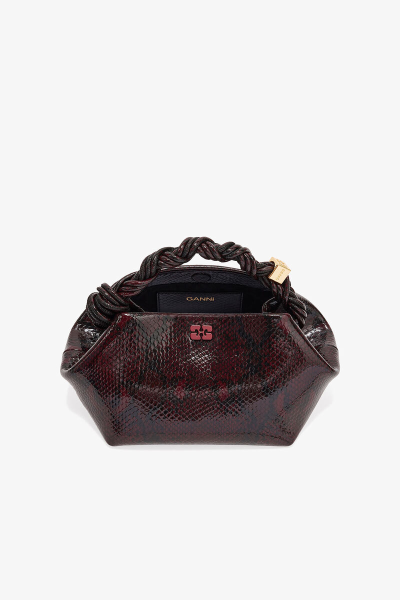 Sac GANNI Bou petit bordeaux effet serpent, Polyester, in colour Dark Burgundy - 3 - GANNI