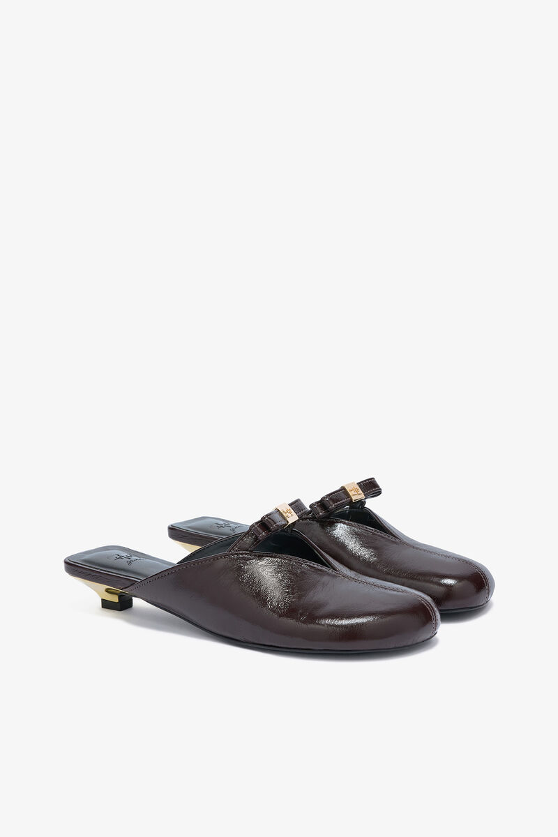 Sue Kitten Heel Mules in Brown, Polyester, in colour Demitasse - 2 - GANNI