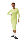 Ruched Midi Dress, Elastane, in colour Lime Popsicle - 1 - GANNI
