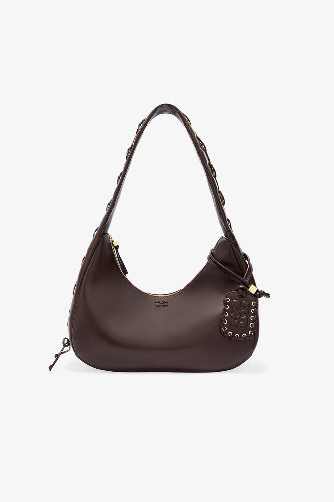 Brown Medium Laces Hobo Bag, Chocolate Torte