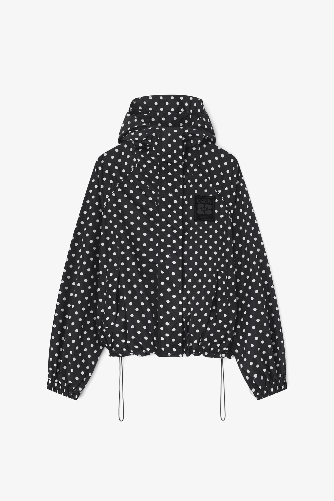 Printed Nylon Jacket, in colour Black - 2 - GANNI