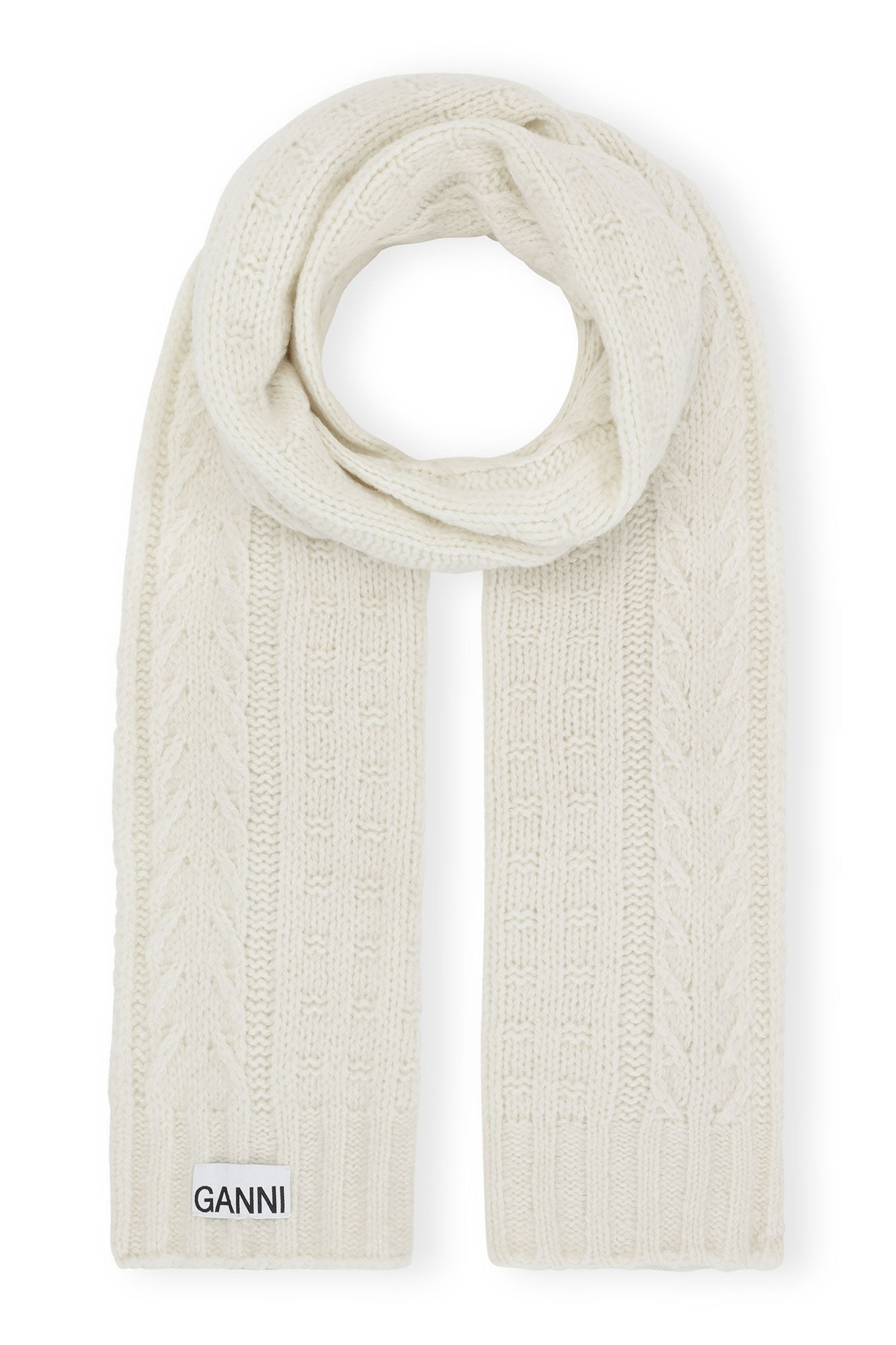 White Cable Scarf | GANNI NL