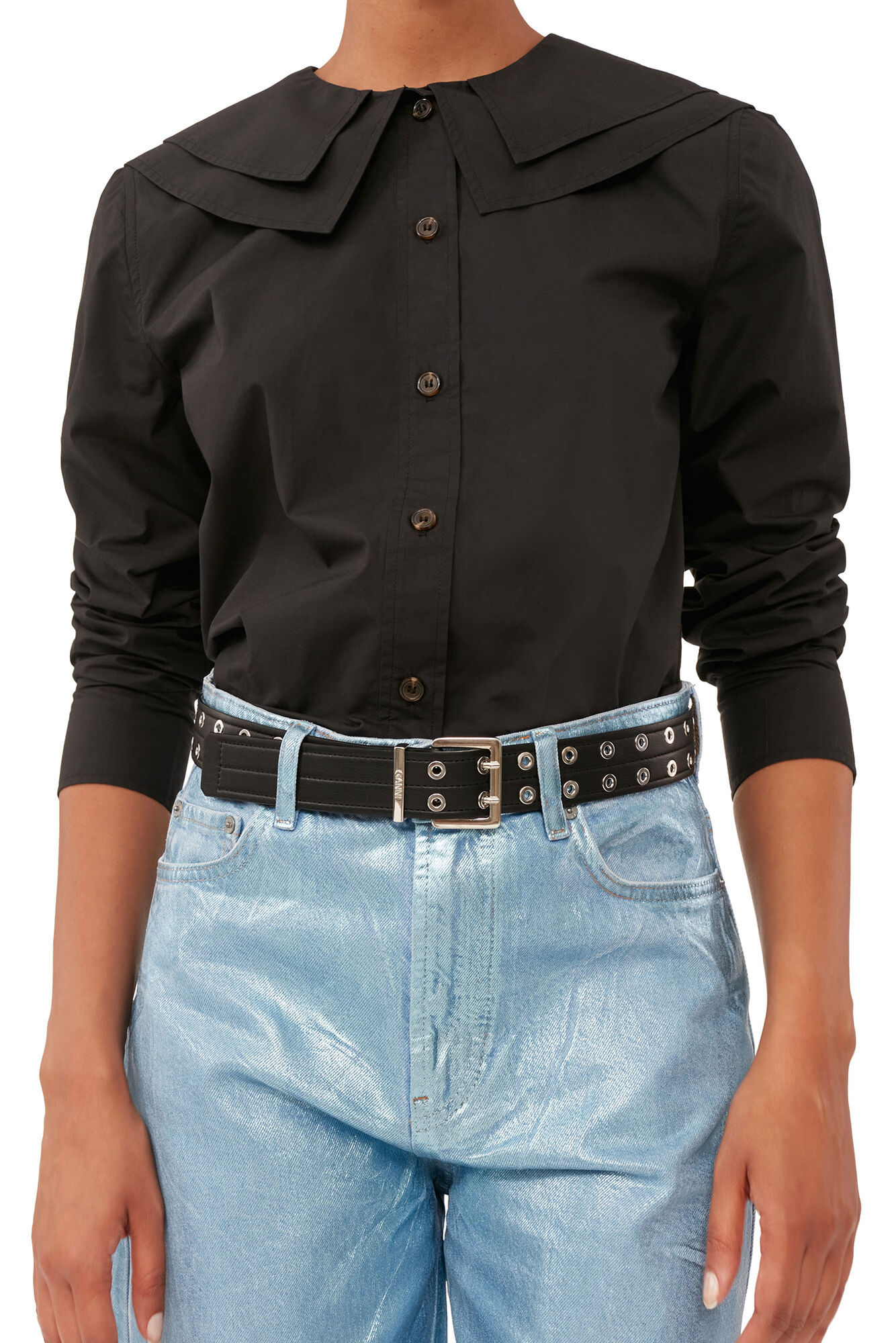 Blue Foil Stary Jeans, Cotton, in colour Heather - 4 - GANNI