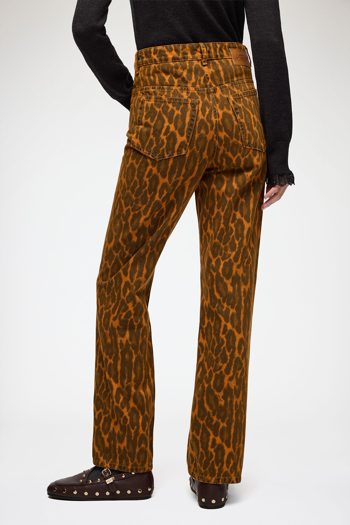 Fold Jeans in Leopard Denim, Organic Cotton, in colour Autumn Maple - 3 - GANNI