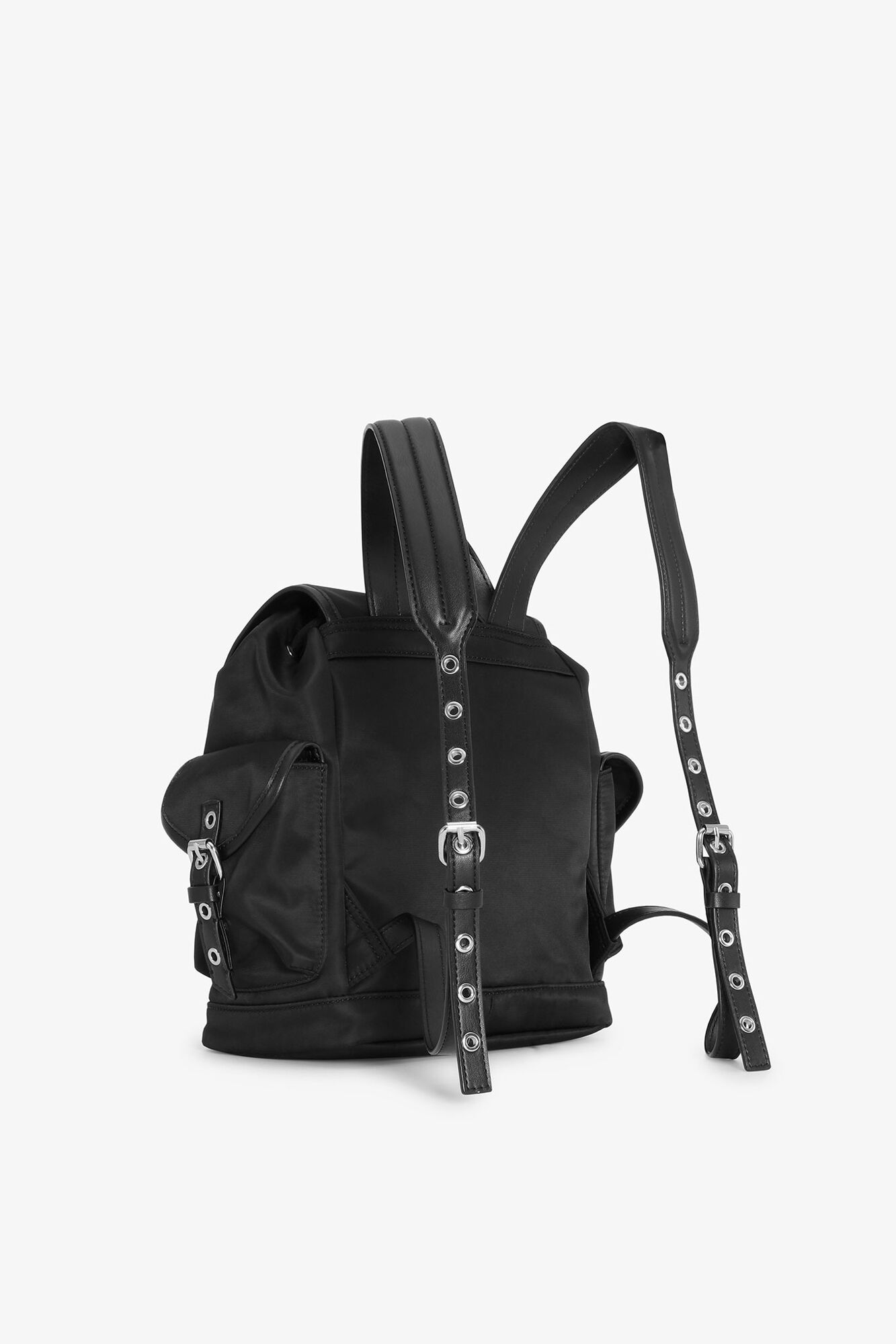 Black Small Bucky Nylon Backpack, Recycled Nylon, in colour Black - 2 - GANNI