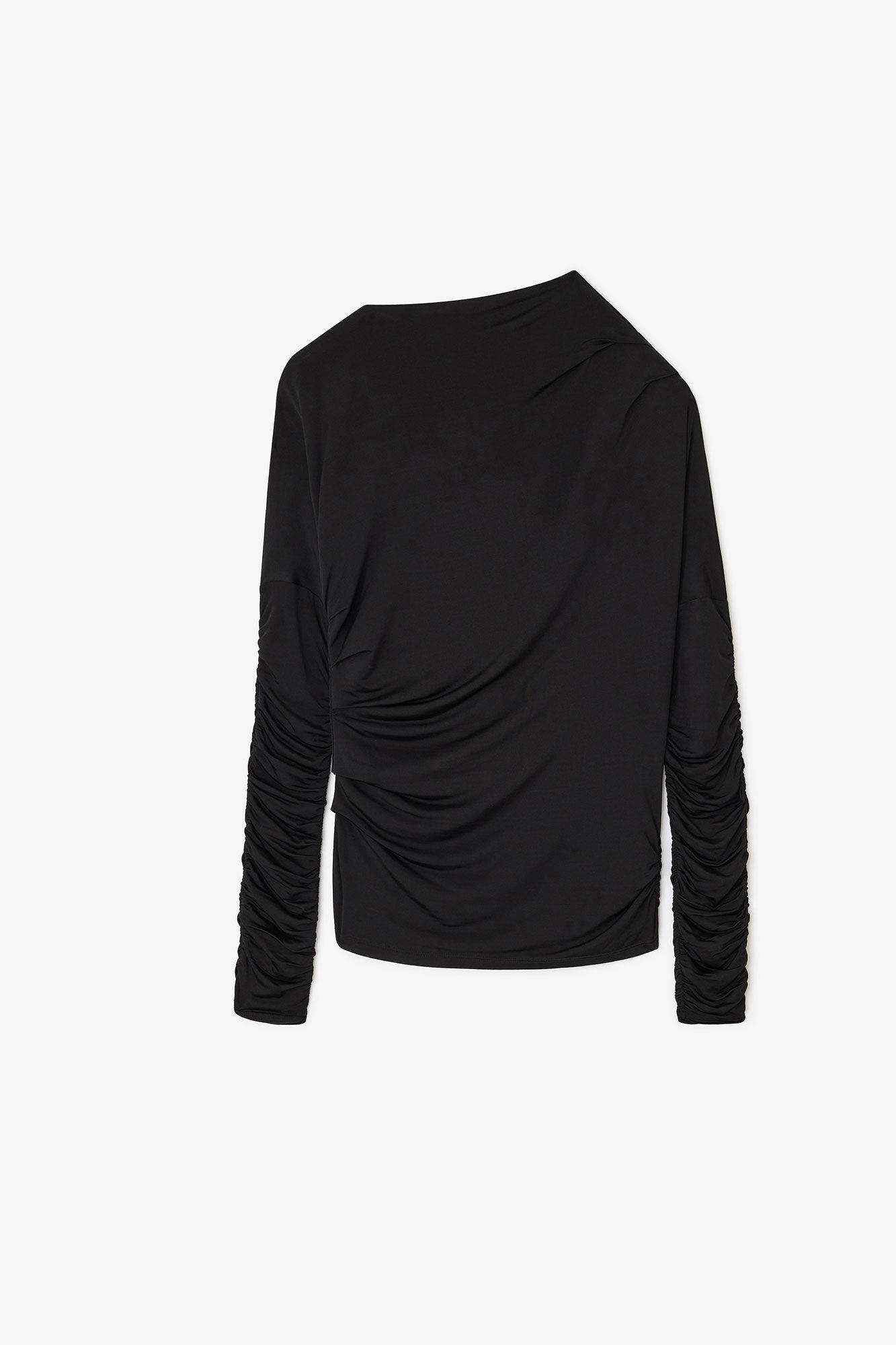 Black Ruched Top, Elastane, in colour Black - 1 - GANNI