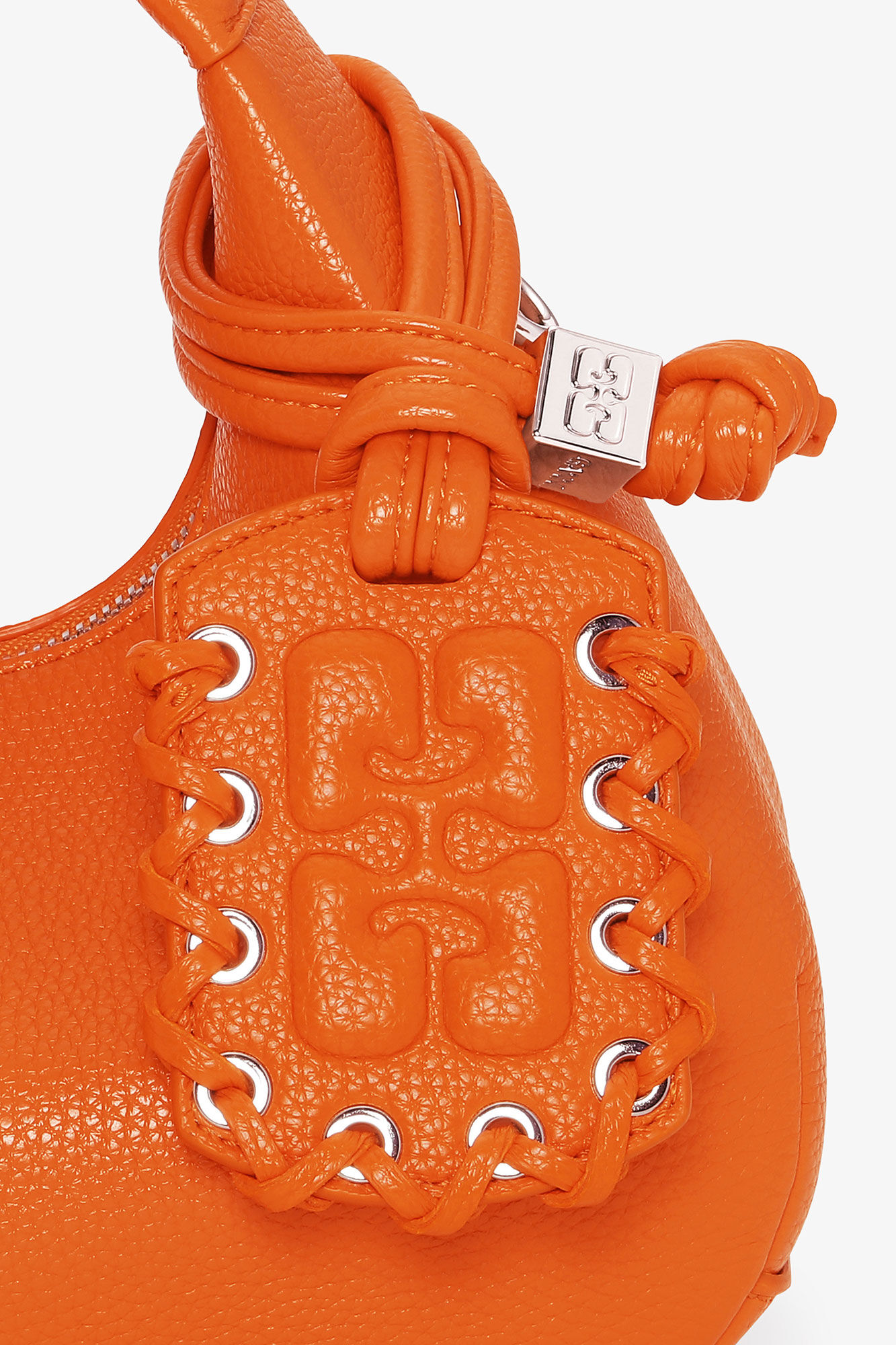 Orange Mini Hobo Bag, Polyurethane, in colour Russet Orange - 10 - GANNI